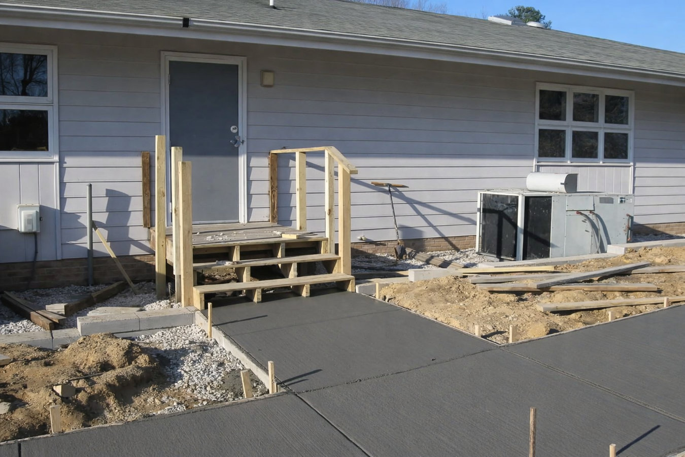 Concrete sidewalk building